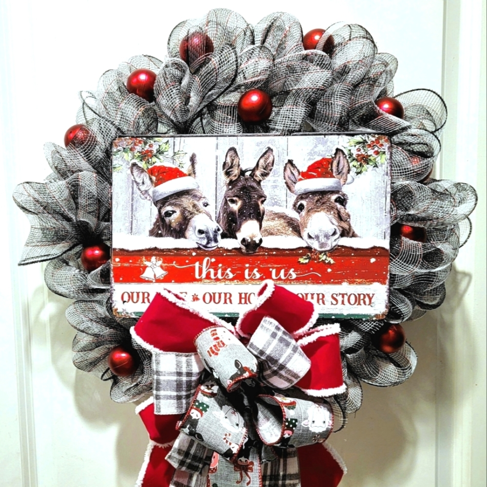 Winter Christmas Donkey Wreath This is Us